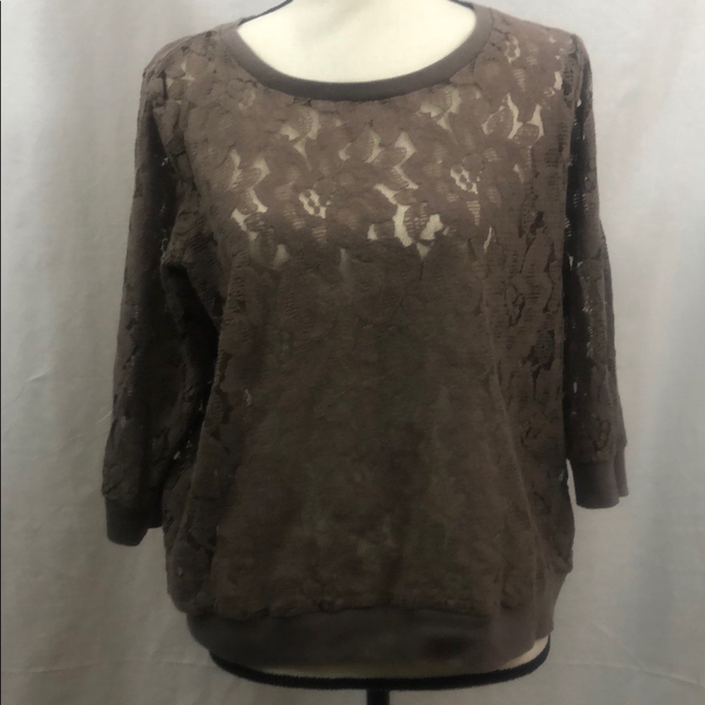 Sheer Patterned Lauren Conrad Brown Top